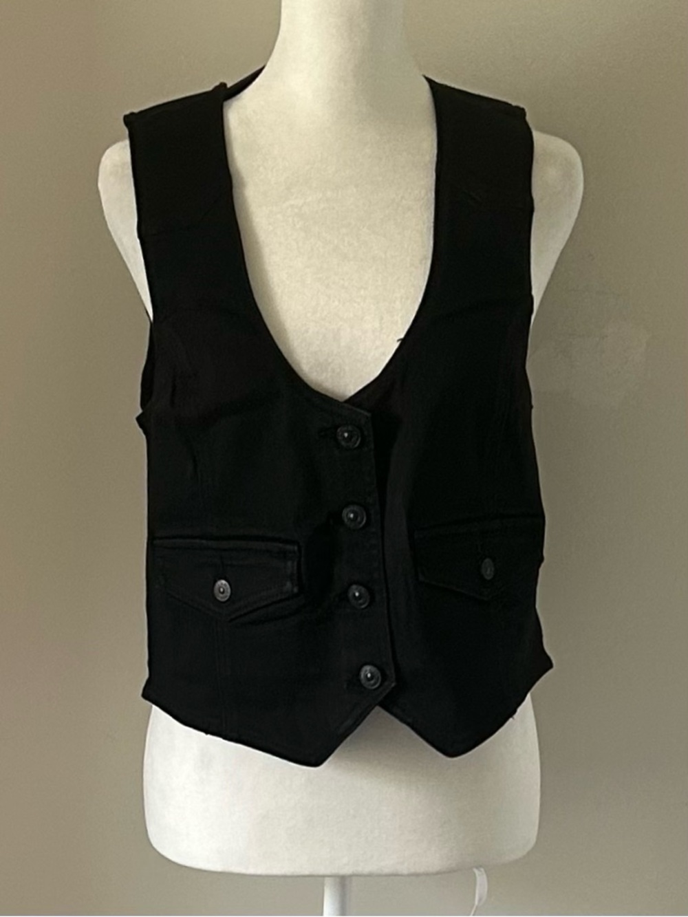 NWT nicole by Nicole Miller Button Front Denim Vest Black size XS